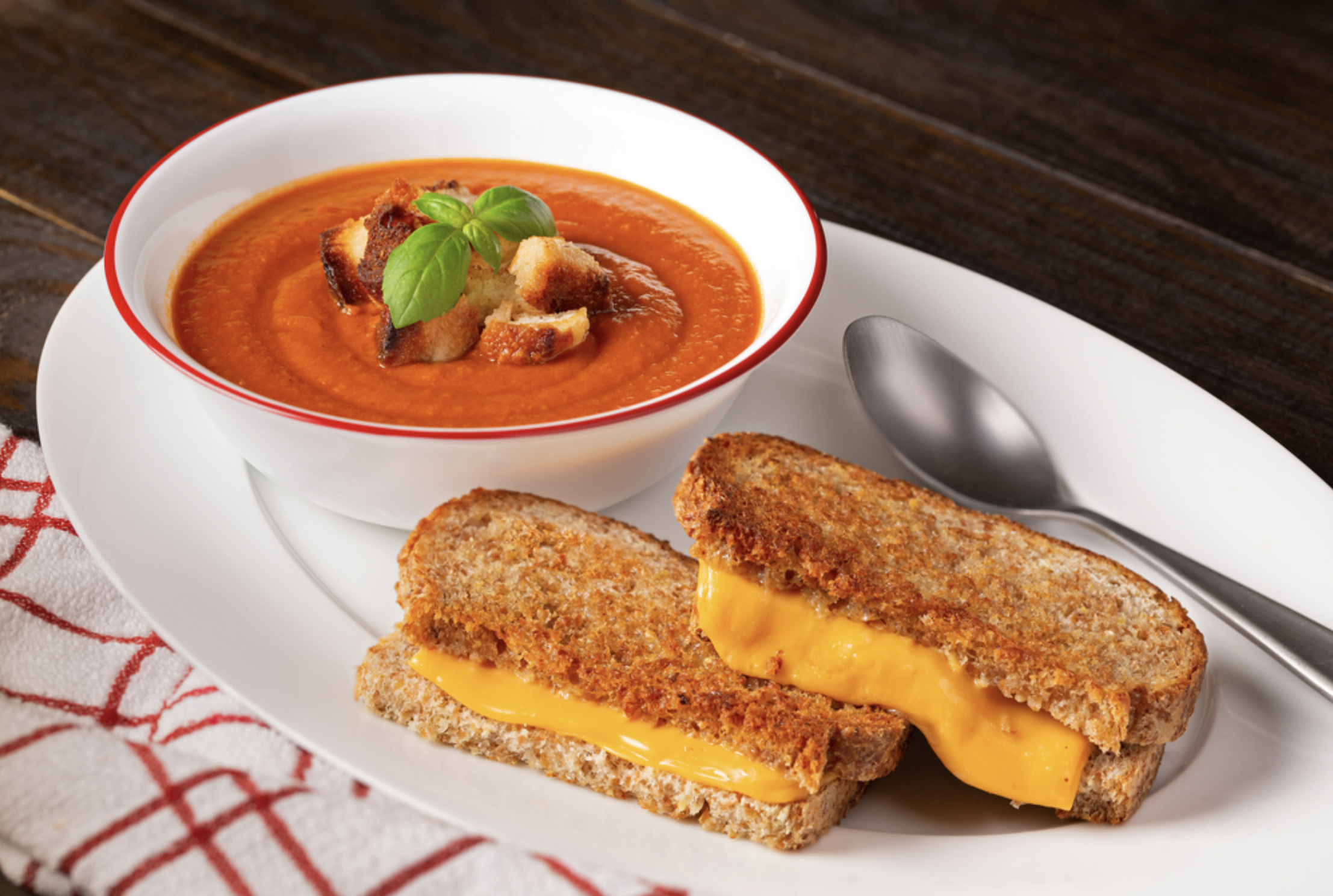 Grilled cheese sandwich and tomato soup is the classic childhood combo