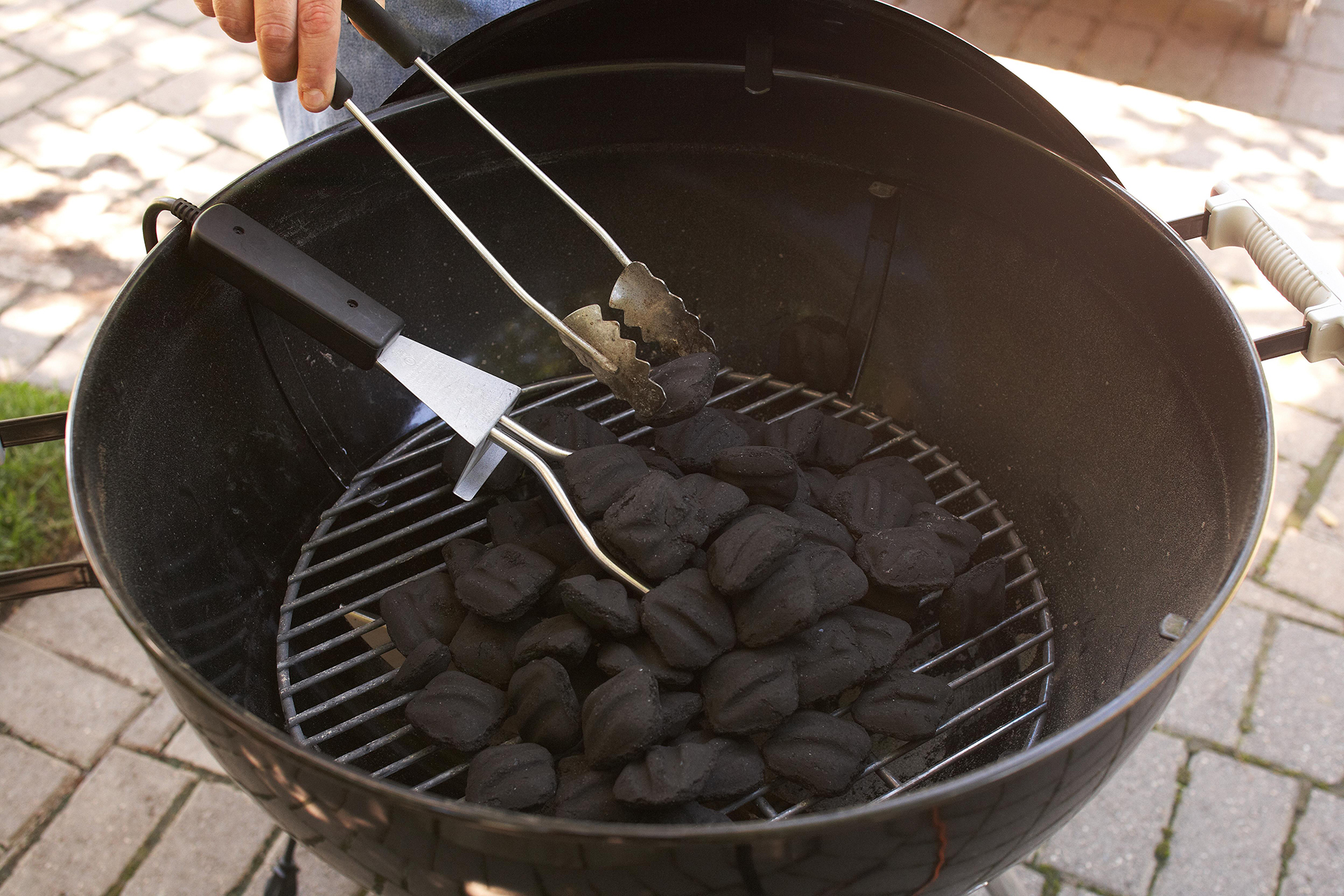 Arrange the coals to adjust the grill temp
