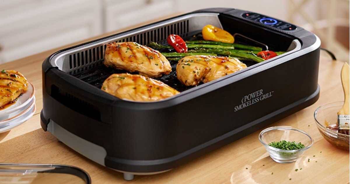 A smokeless grill can cook food quickly