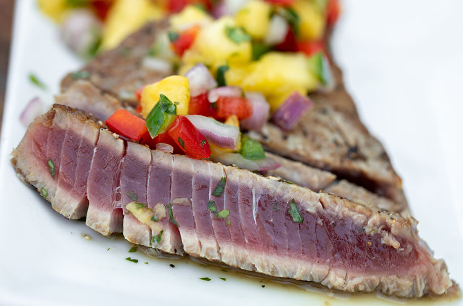 Sauteed Tuna with Pineapple Salsa - flat top grill cooking ideas